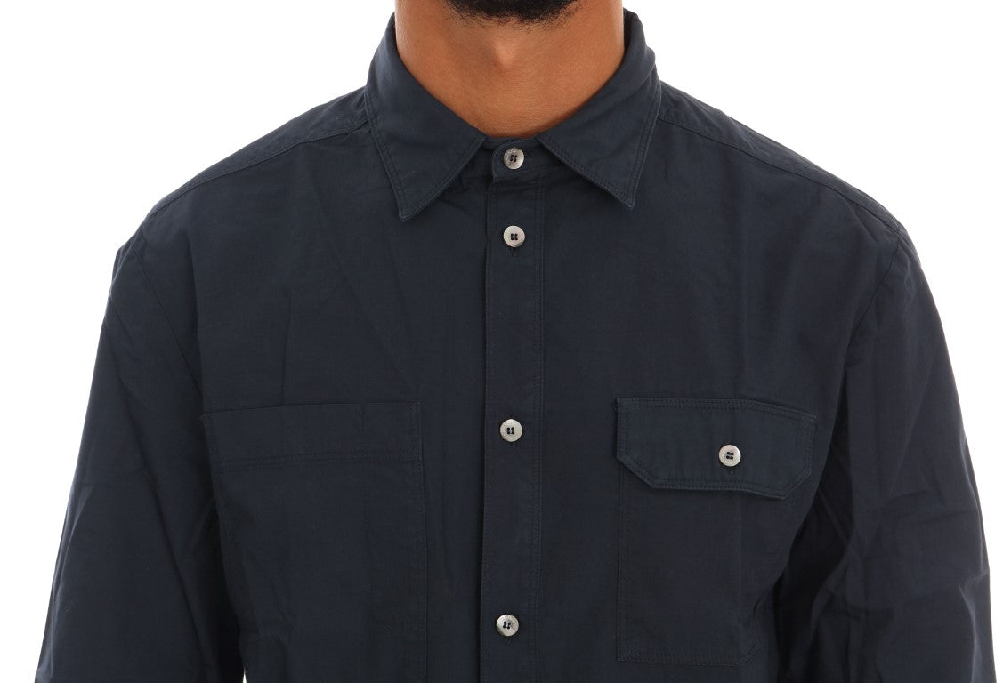 John Galliano Elegant Blue Cotton Casual Shirt