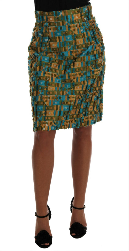 Dolce &amp; Gabbana Multicolor Jacquard Straight Pencil Skirt