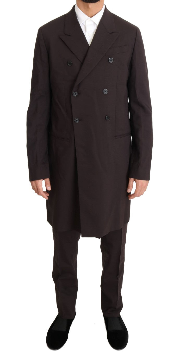 Dolce &amp; Gabbana Bordeaux Wool Stretch Long 3 Piece Suit