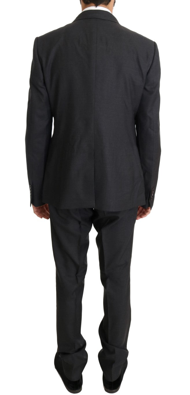 Dolce &amp; Gabbana Grey Wool Silk Double Breasted Slim Suit