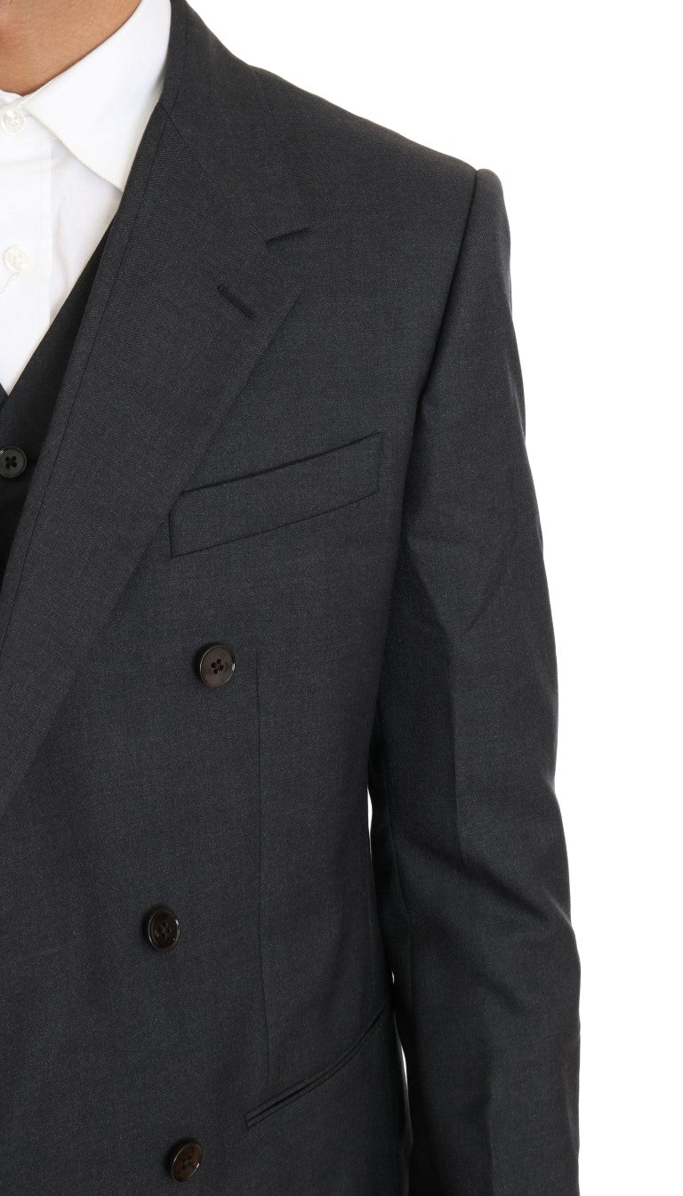 Dolce &amp; Gabbana Grey Wool Silk Double Breasted Slim Suit