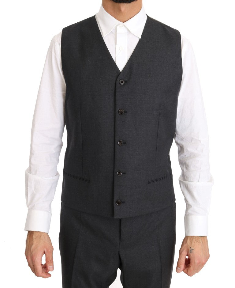 Dolce &amp; Gabbana Grey Wool Silk Double Breasted Slim Suit