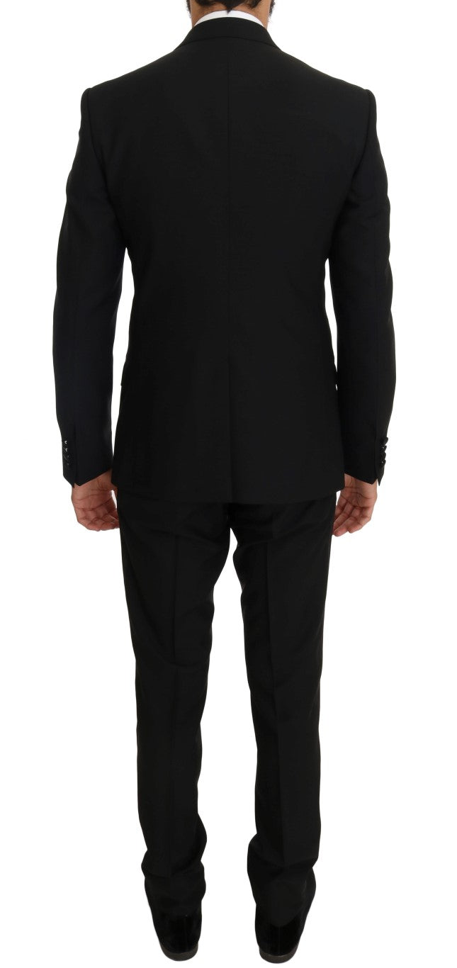 Dolce &amp; Gabbana Black Wool Silk Saxophone Slim Fit Suit