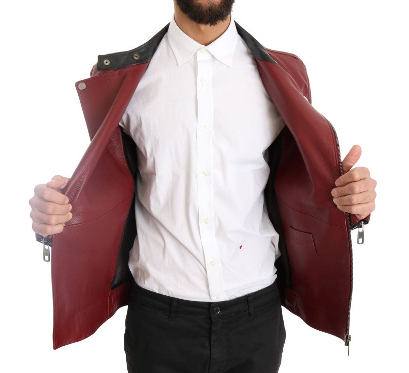 Dolce &amp; Gabbana Red Leather Deerskin Jacket