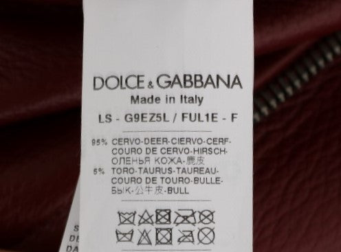 Dolce &amp; Gabbana Red Leather Deerskin Jacket