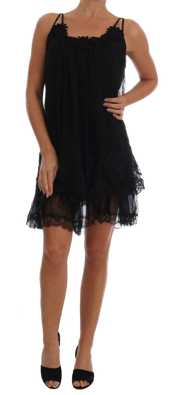 Dolce &amp; Gabbana Black Silk Lace Chemise Dress