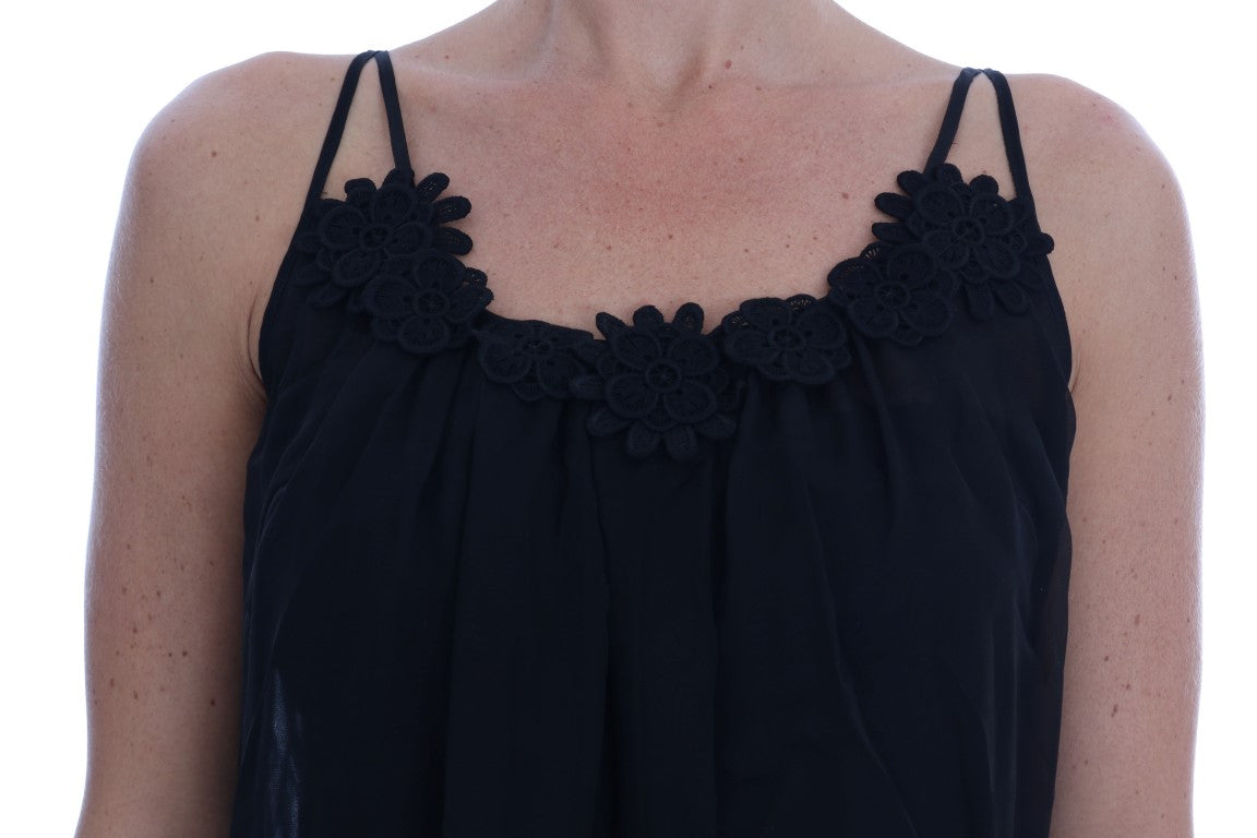 Dolce &amp; Gabbana Black Silk Lace Chemise Dress