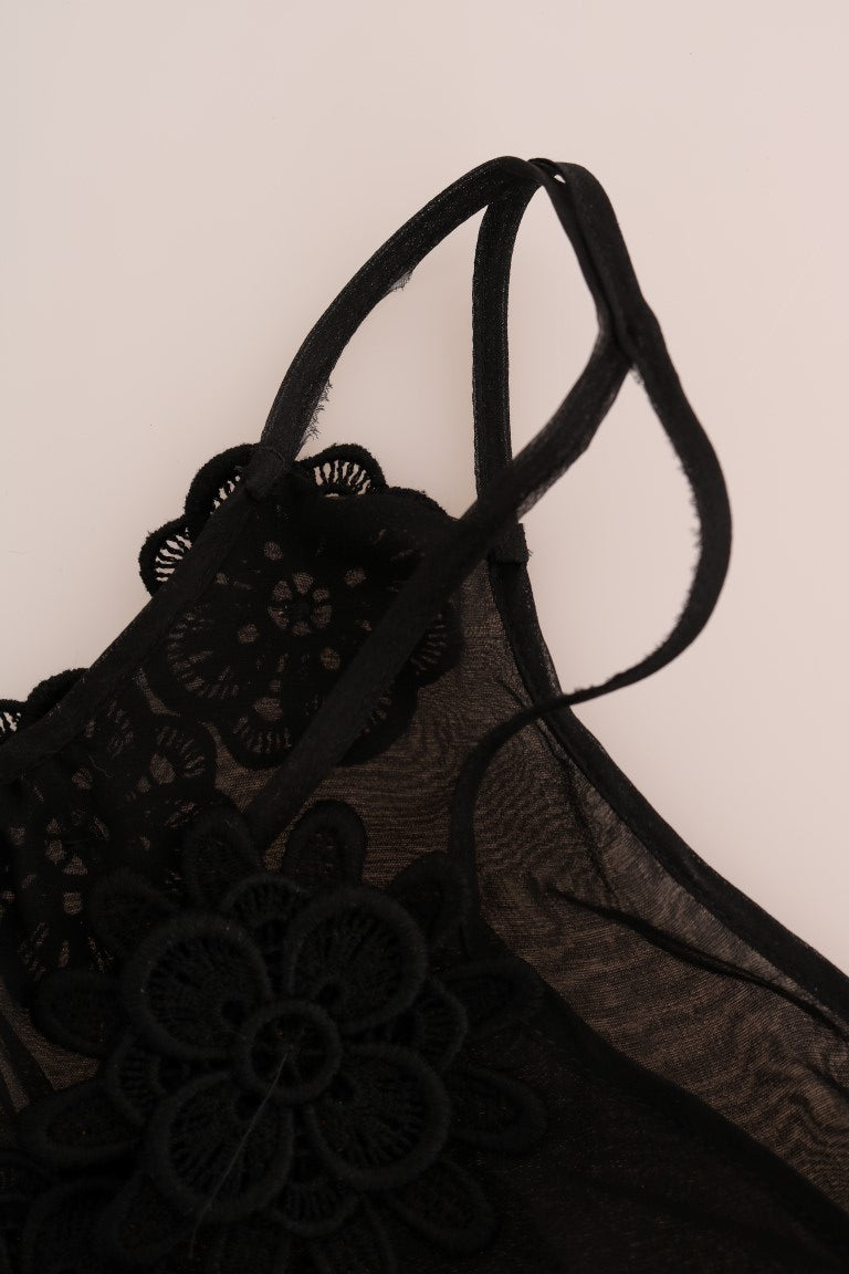 Dolce &amp; Gabbana Black Silk Lace Chemise Dress