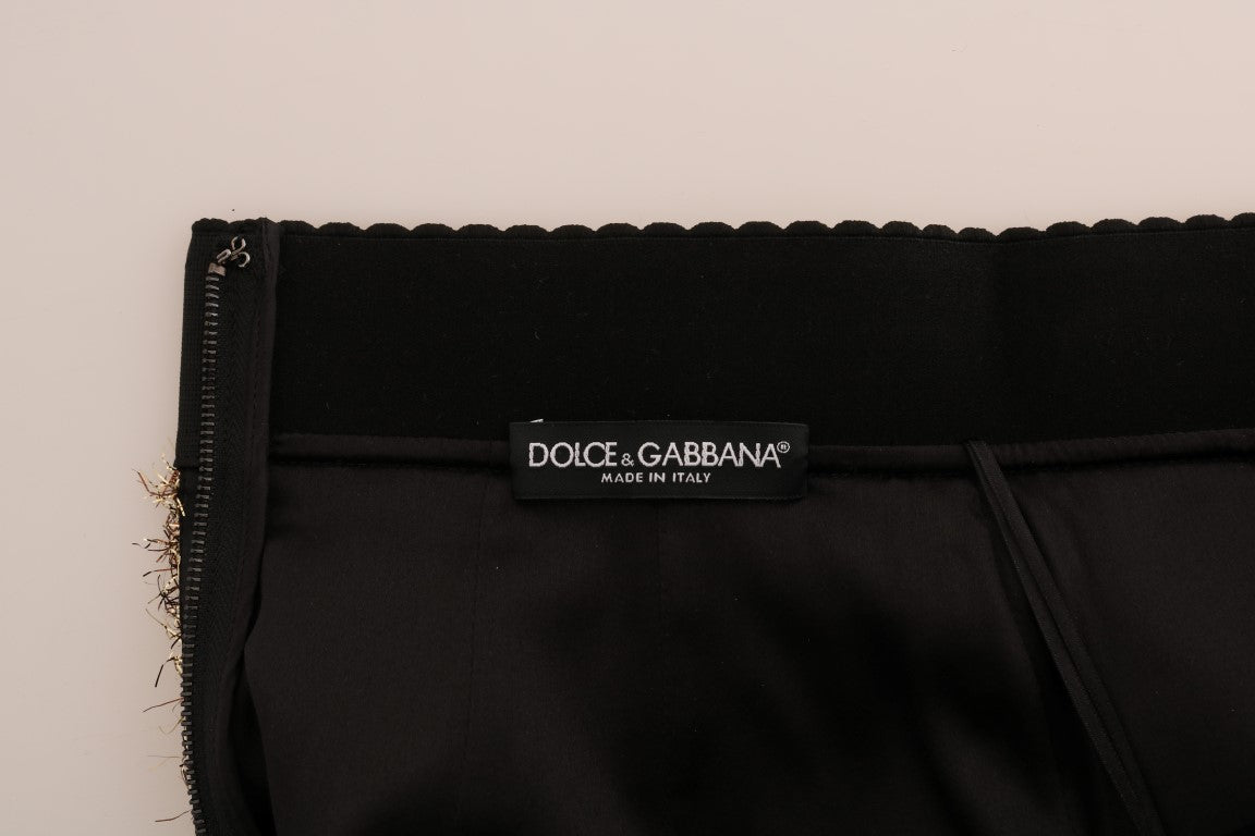 Dolce &amp; Gabbana Gold Schwarzer kurzer Minirock