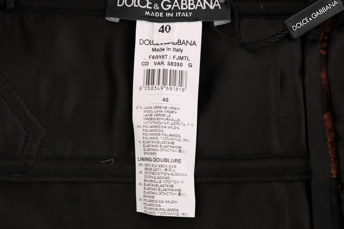 Dolce &amp; Gabbana Black Brown Floral Brocade A-Line Dress