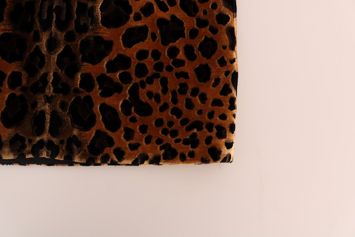 Dolce &amp; Gabbana Brown Leopard Print Silk Sheath Dress