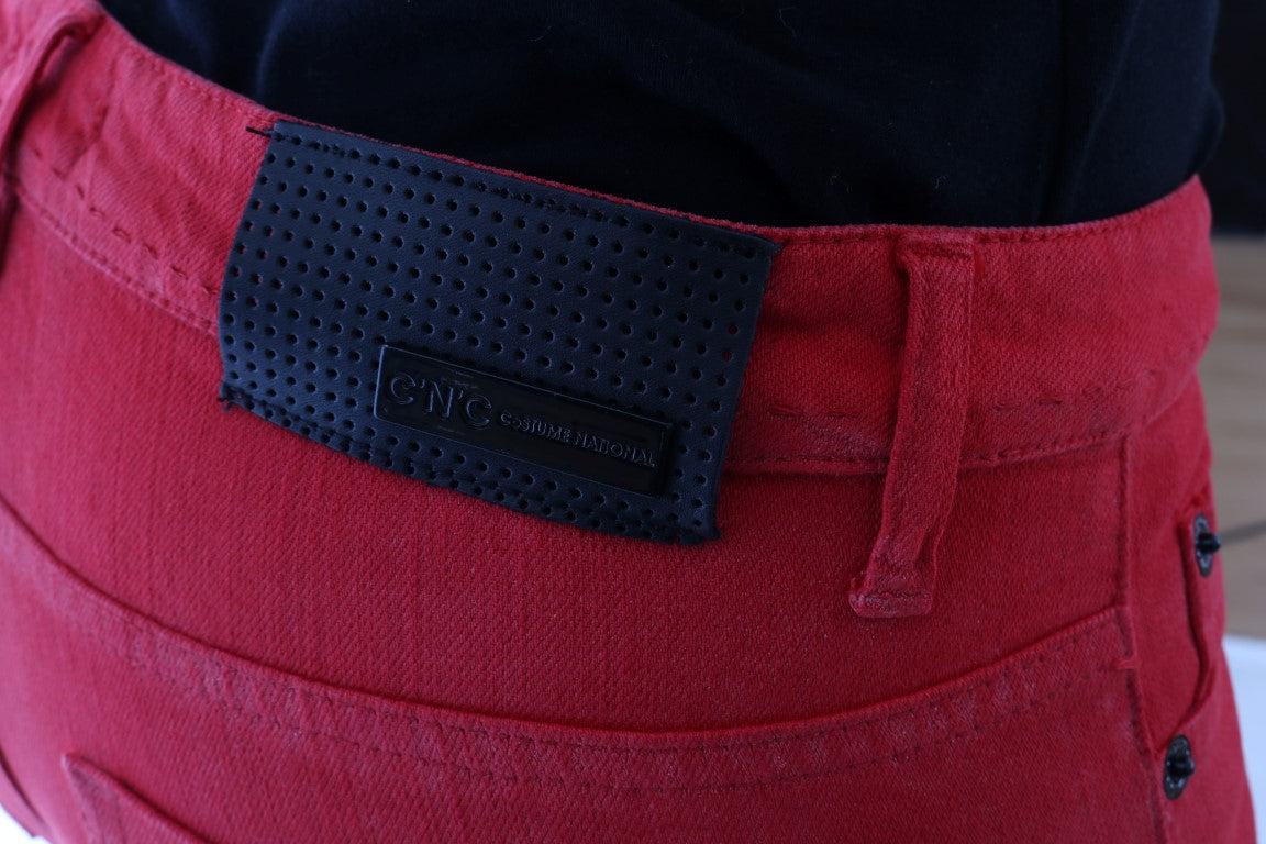 Kostüm National – Slim-Jeans aus rotem Baumwollstretch