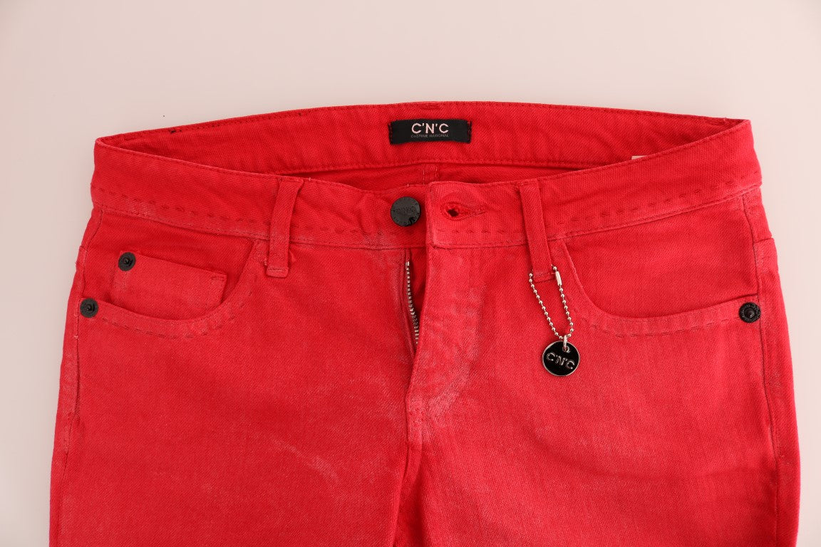 Kostüm National – Slim-Jeans aus rotem Baumwollstretch