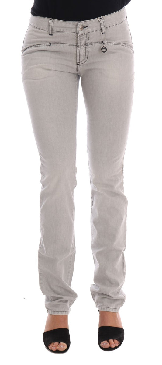 Costume National Grey Wash Cotton Slim Jeans