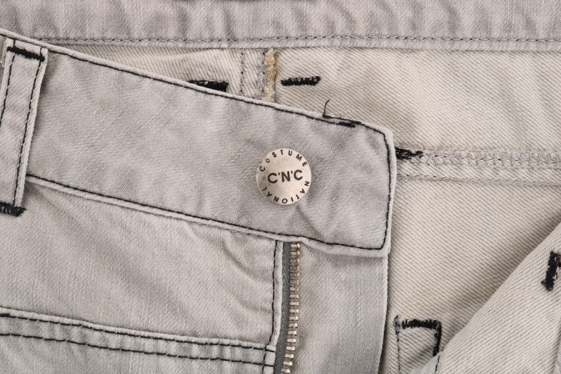 Costume National Grey Wash Cotton Slim Jeans