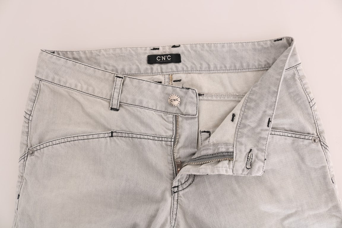 Costume National Grey Wash Cotton Slim Jeans