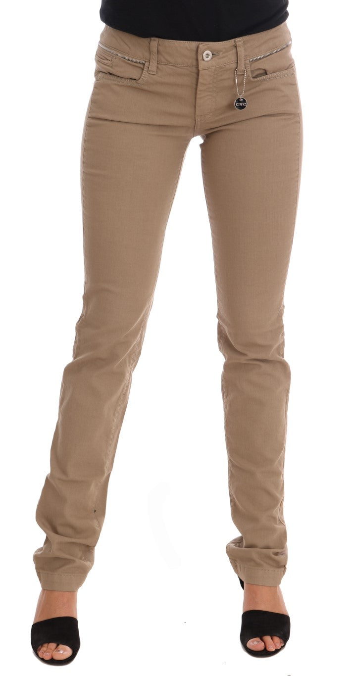 Beige Baumwoll-Stretch-Slim-Fit-Jeans von Costume National