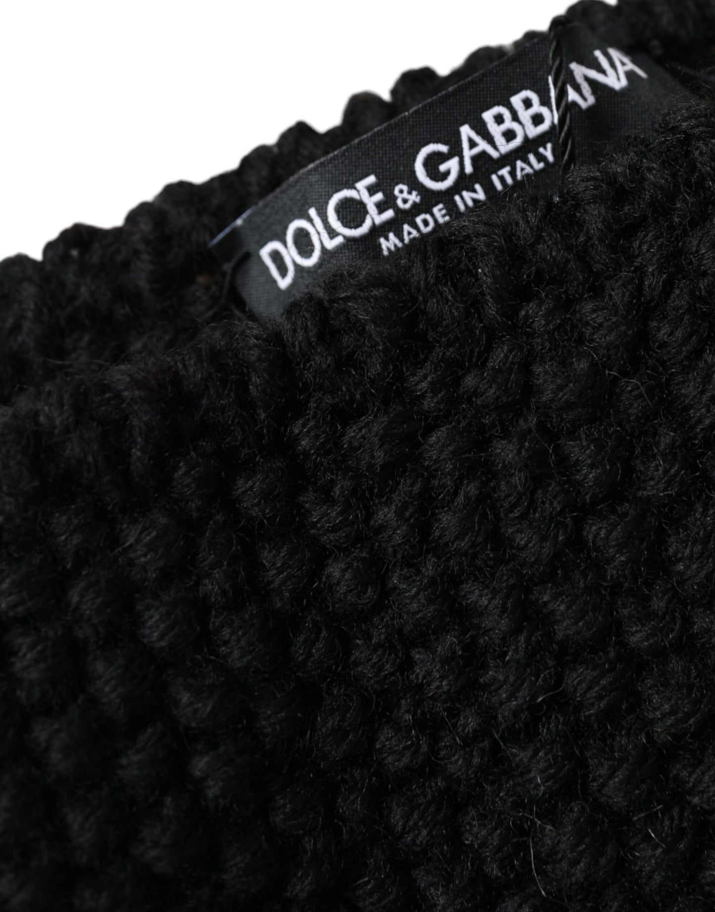 Dolce & Gabbana Black Cashmere Knitted Beanie Bonnet Hat Men