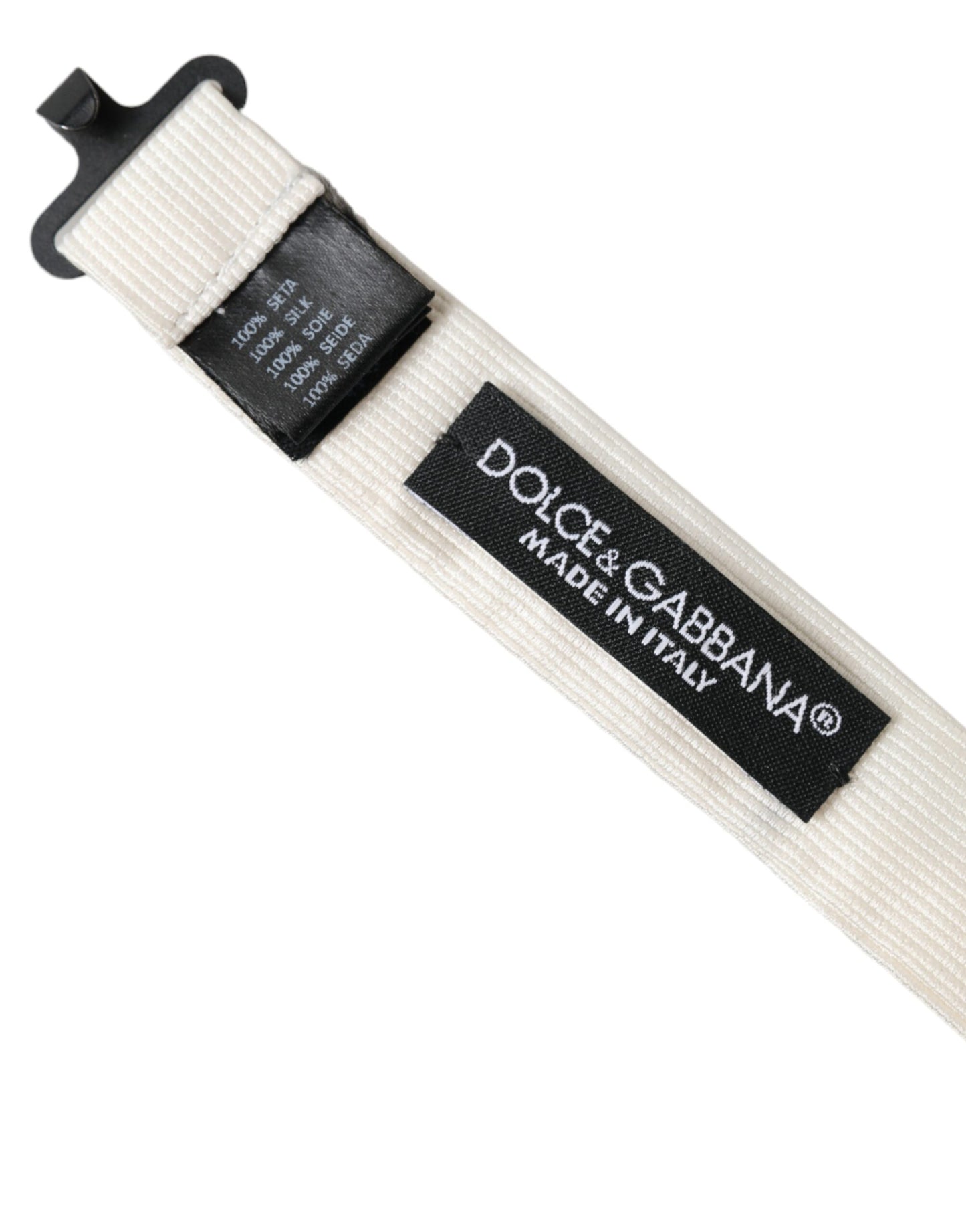 Dolce & Gabbana Off White Silk Adjustable Neck Men Bow Tie