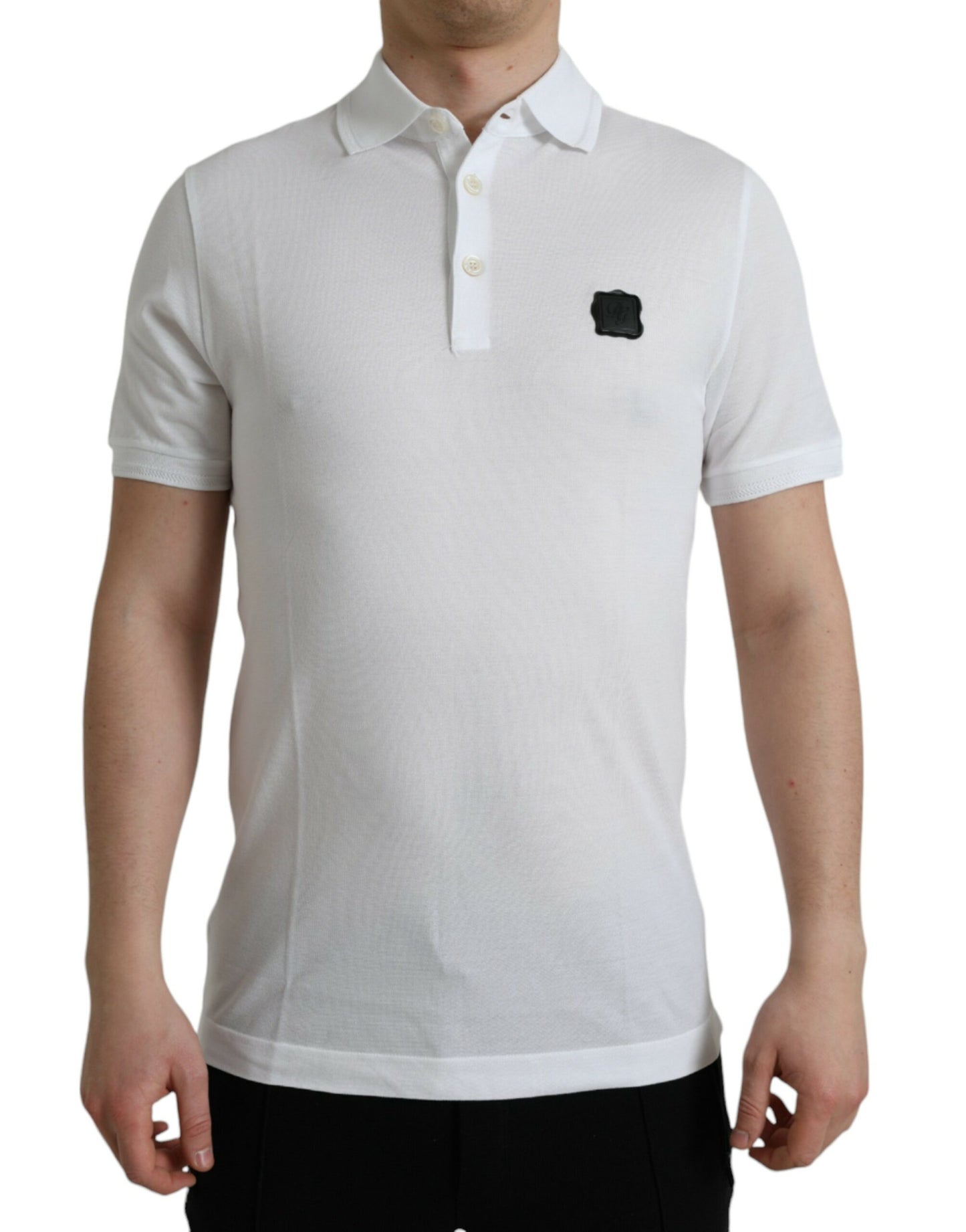 Dolce & Gabbana Elegant White Cotton Polo T-Shirt, , Dolce & Gabbana Dolce & Gabbana, IT48 | M, Material: 100% Cotton, new-with-tags, T-Shirts - Men - Clothing, White -   Murillo Merchandise