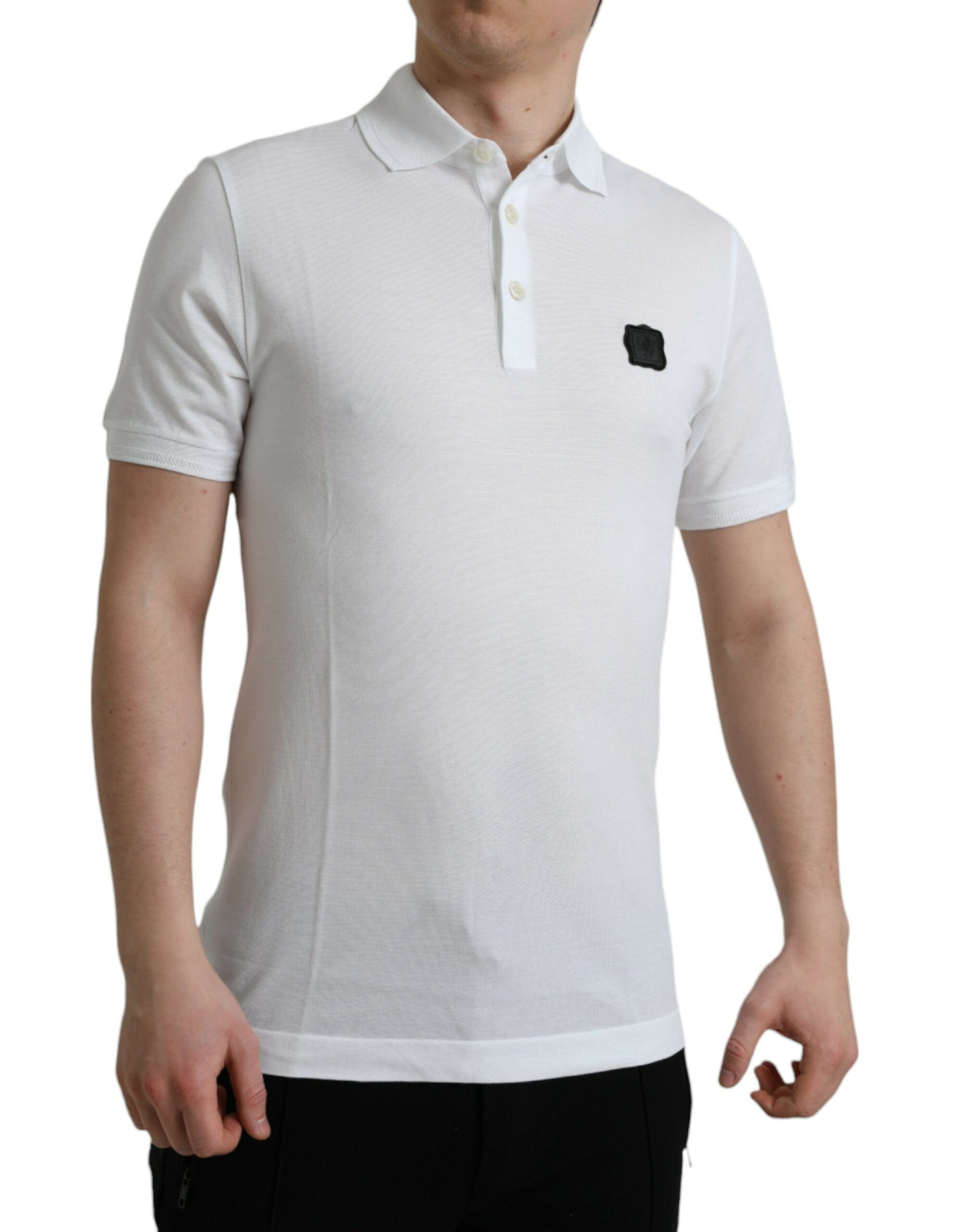 Dolce & Gabbana Elegant White Cotton Polo T-Shirt, , Dolce & Gabbana Dolce & Gabbana, IT48 | M, Material: 100% Cotton, new-with-tags, T-Shirts - Men - Clothing, White -   Murillo Merchandise