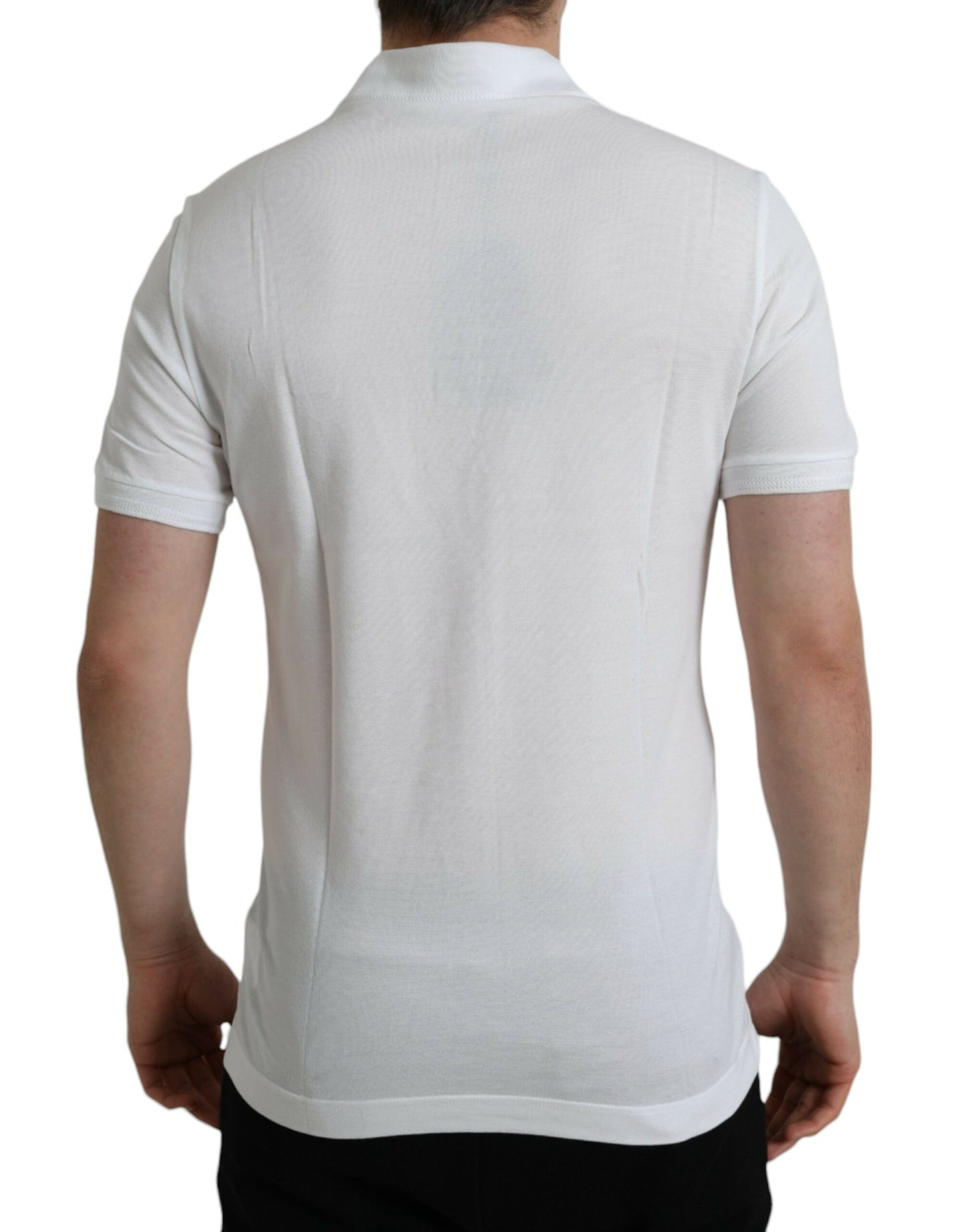 Dolce & Gabbana Elegant White Cotton Polo T-Shirt, , Dolce & Gabbana Dolce & Gabbana, IT48 | M, Material: 100% Cotton, new-with-tags, T-Shirts - Men - Clothing, White -   Murillo Merchandise