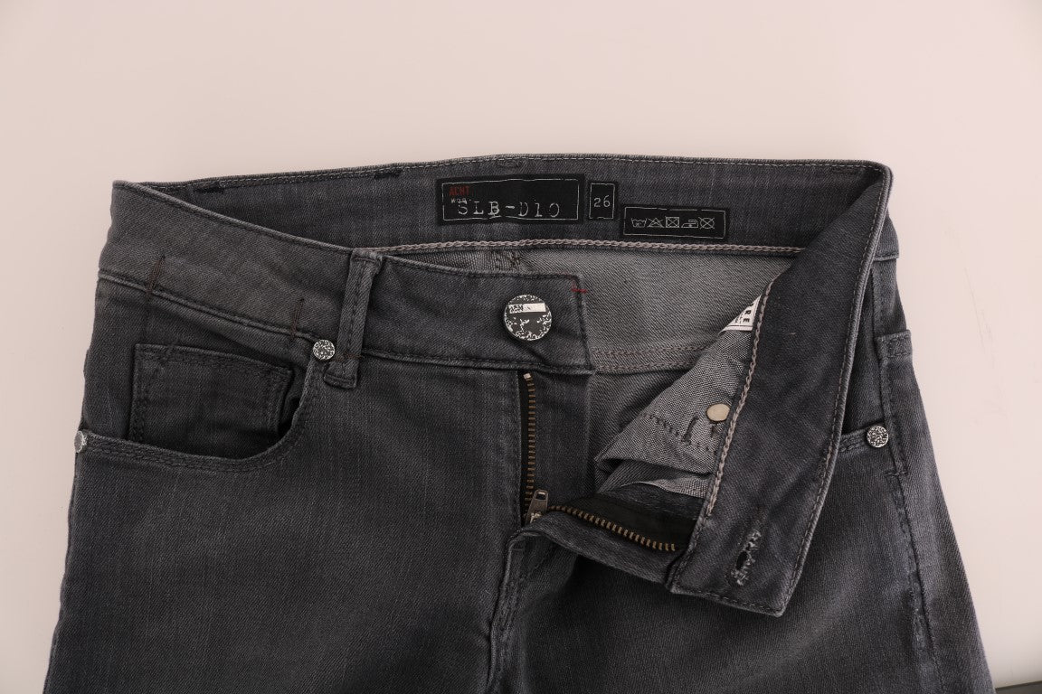 Acht graue Slim-Fit-Denimjeans aus Baumwolle