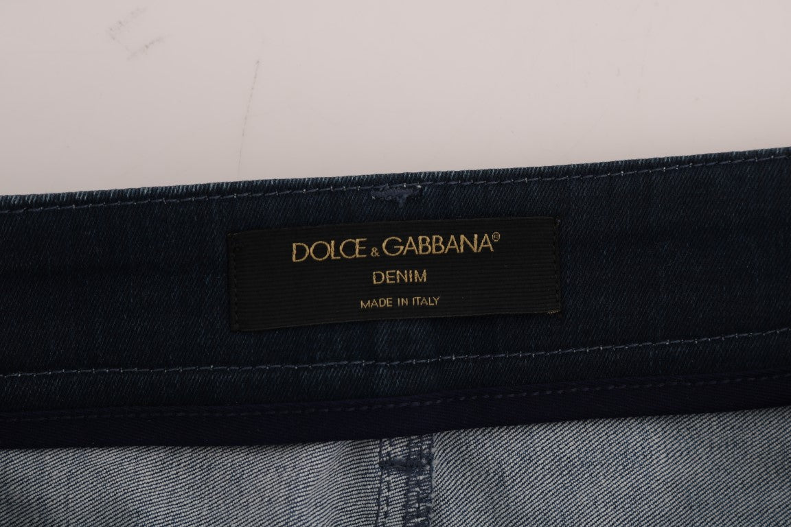 Dolce &amp; Gabbana Blue Short striped Mini Denim Skirt