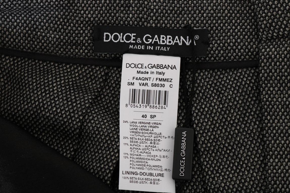 Dolce &amp; Gabbana Graue Woll-Minishorts mit hoher Taille