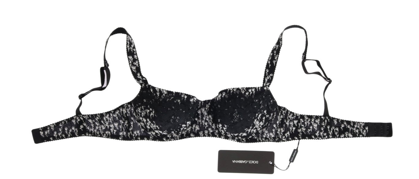 Dolce &amp; Gabbana Black Silk White Lace Stretch Underwear Bra