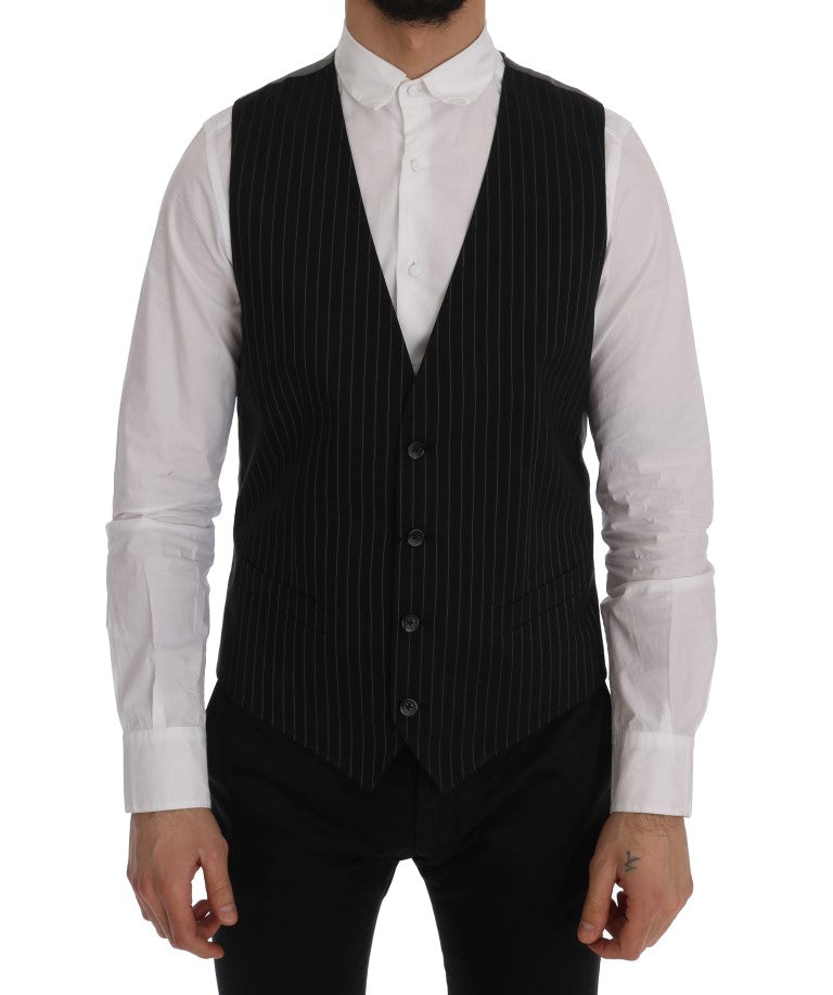 Dolce &amp; Gabbana Black STAFF Cotton Striped Vest