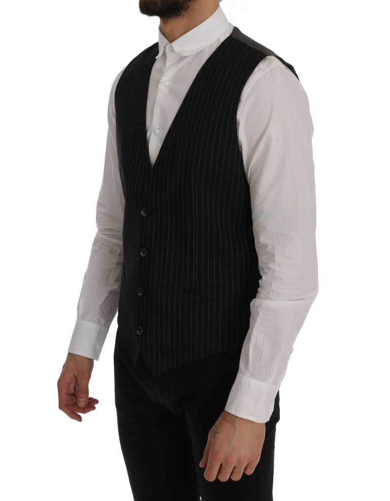 Dolce &amp; Gabbana Black STAFF Cotton Striped Vest