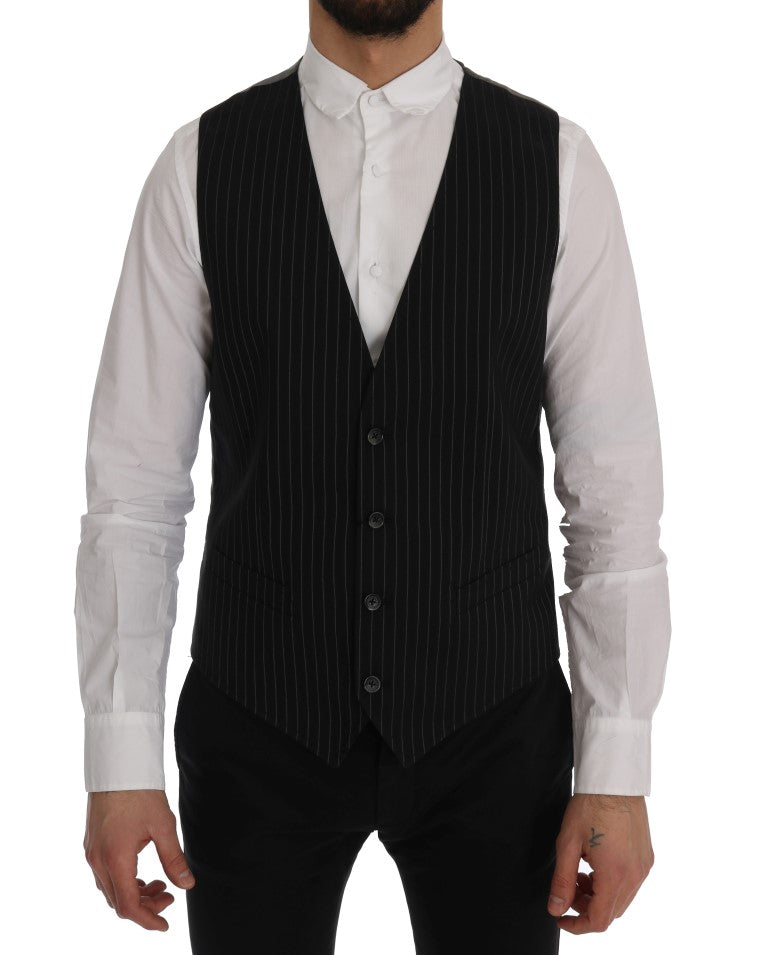 Dolce &amp; Gabbana Black STAFF Cotton Striped Vest