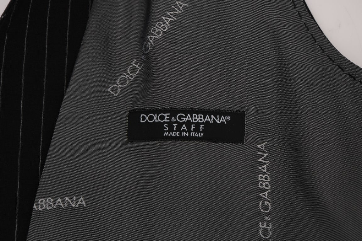 Dolce &amp; Gabbana Black STAFF Cotton Striped Vest