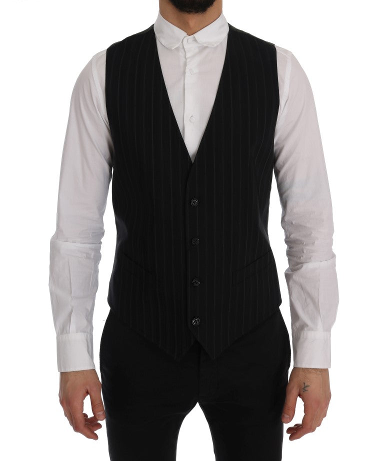 Dolce &amp; Gabbana Black STAFF Cotton Striped Vest