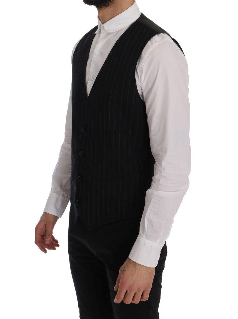 Dolce &amp; Gabbana Black STAFF Cotton Striped Vest