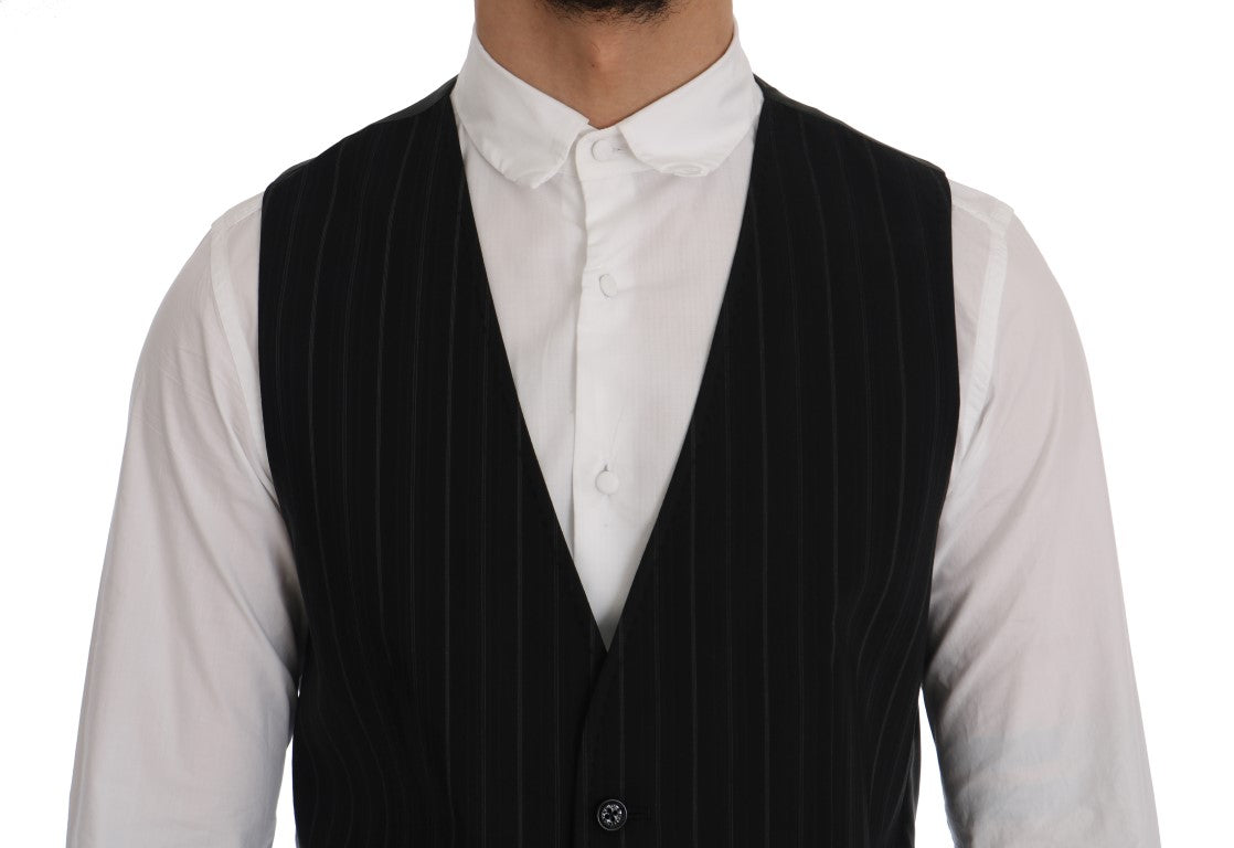 Dolce &amp; Gabbana Black STAFF Cotton Striped Vest