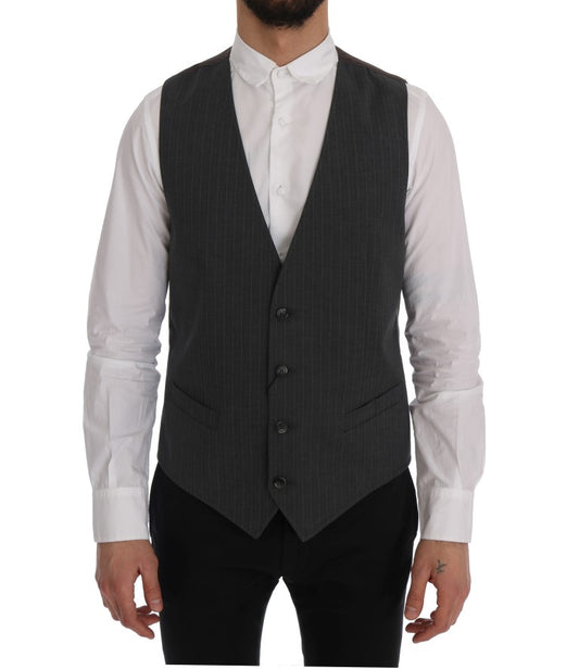 Dolce &amp; Gabbana Grey STAFF Cotton Striped Vest