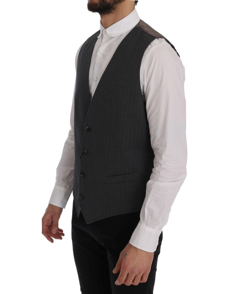 Dolce &amp; Gabbana Grey STAFF Cotton Striped Vest