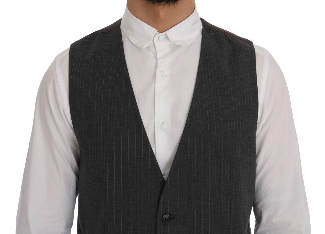 Dolce &amp; Gabbana Grey STAFF Cotton Striped Vest