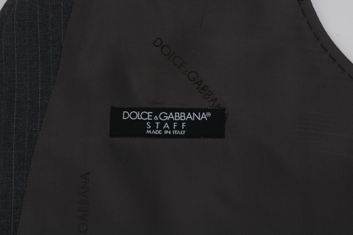 Dolce &amp; Gabbana Graue STAFF gestreifte Weste aus Baumwolle