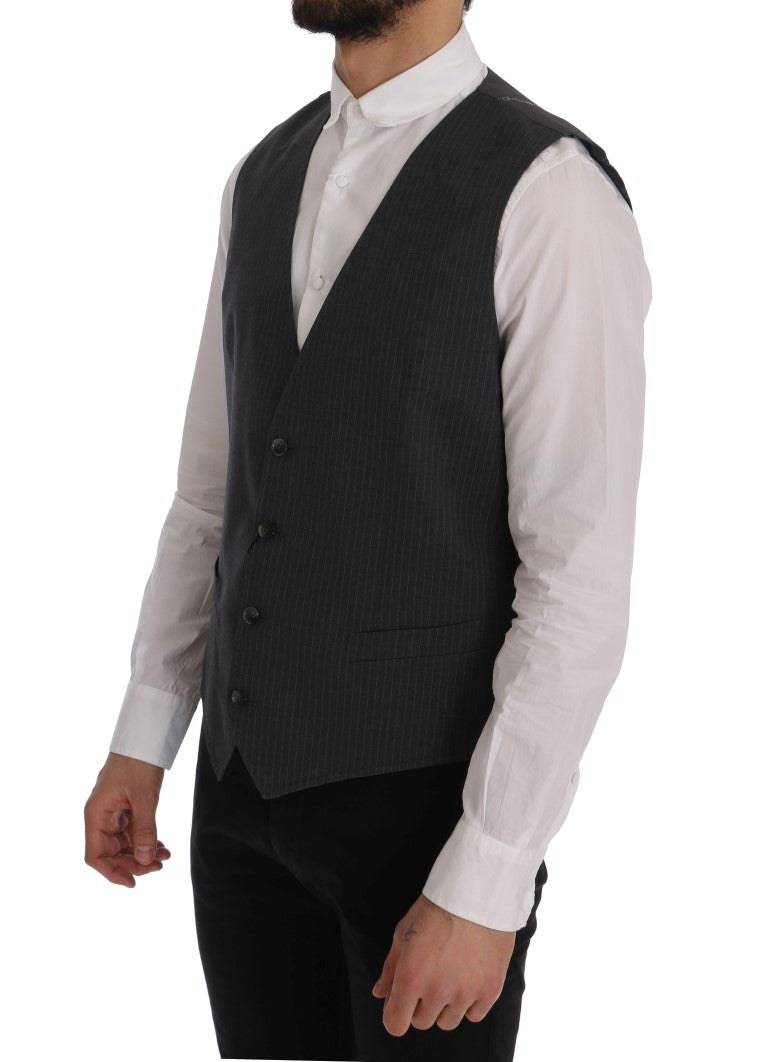 Dolce &amp; Gabbana Grey STAFF Cotton Striped Vest