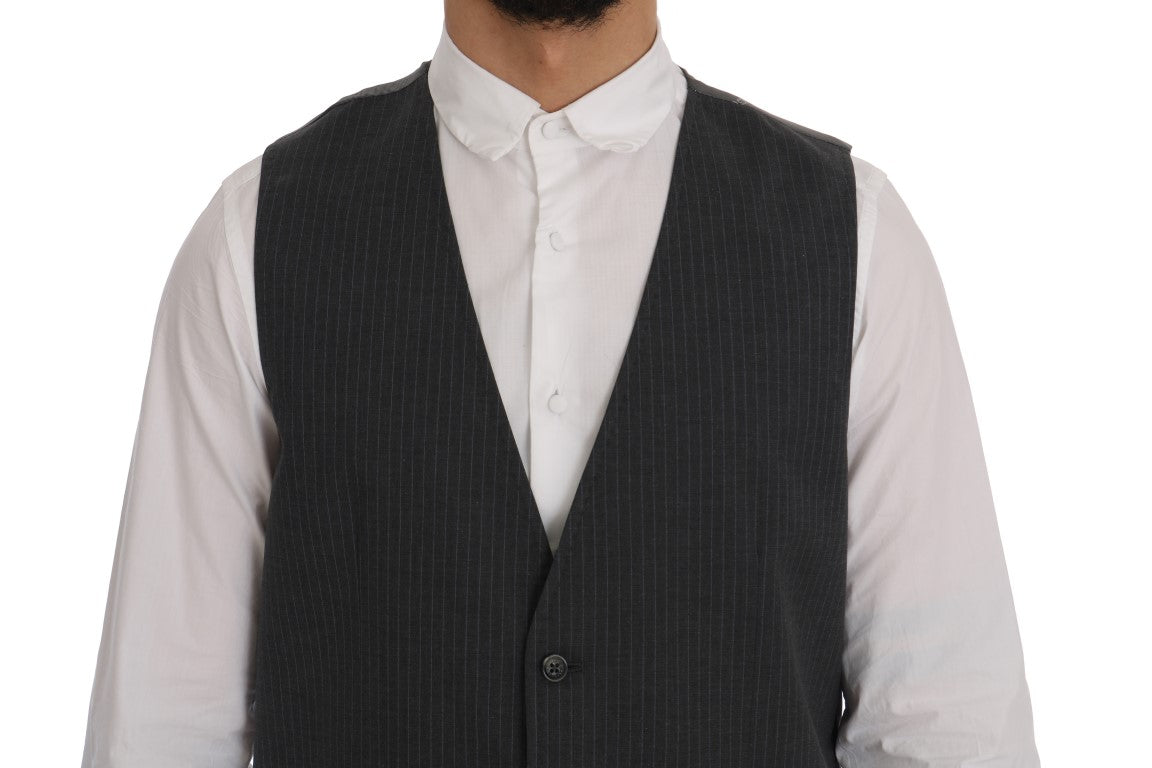 Dolce &amp; Gabbana Grey STAFF Cotton Striped Vest