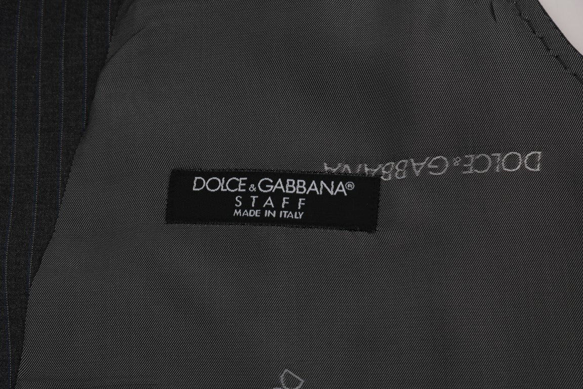 Dolce &amp; Gabbana Graue STAFF gestreifte Weste aus Baumwolle