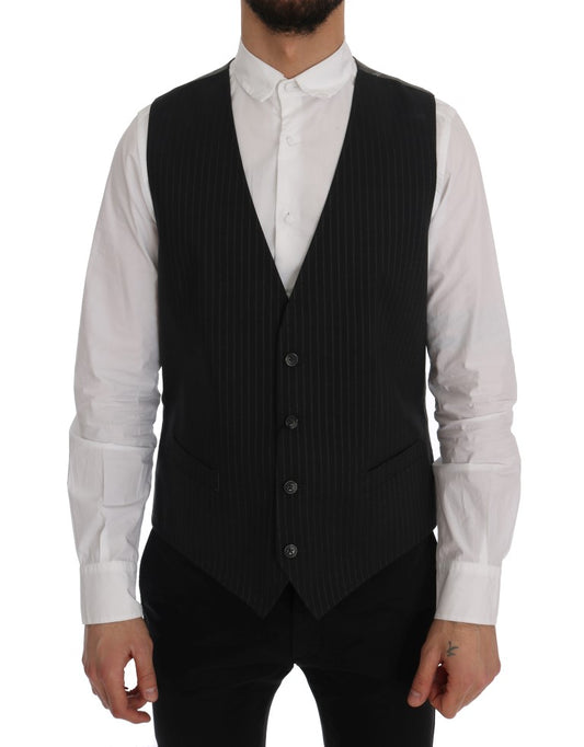 Dolce &amp; Gabbana Grey STAFF Cotton Striped Vest