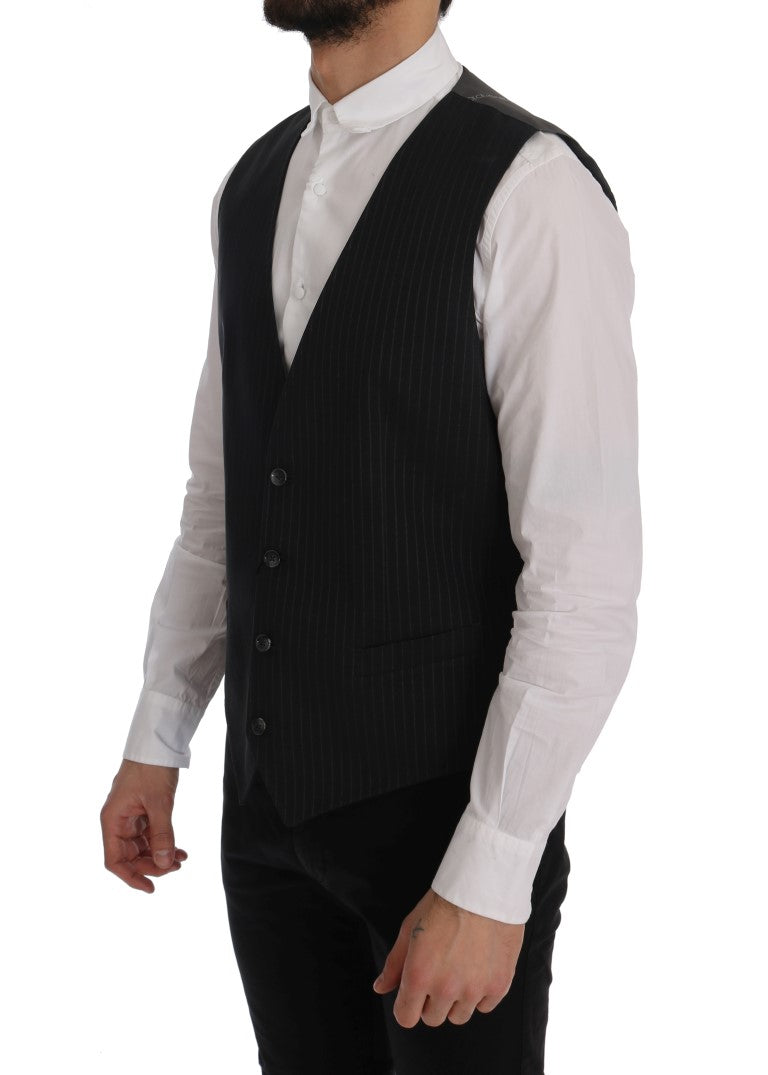 Dolce &amp; Gabbana Grey STAFF Cotton Striped Vest