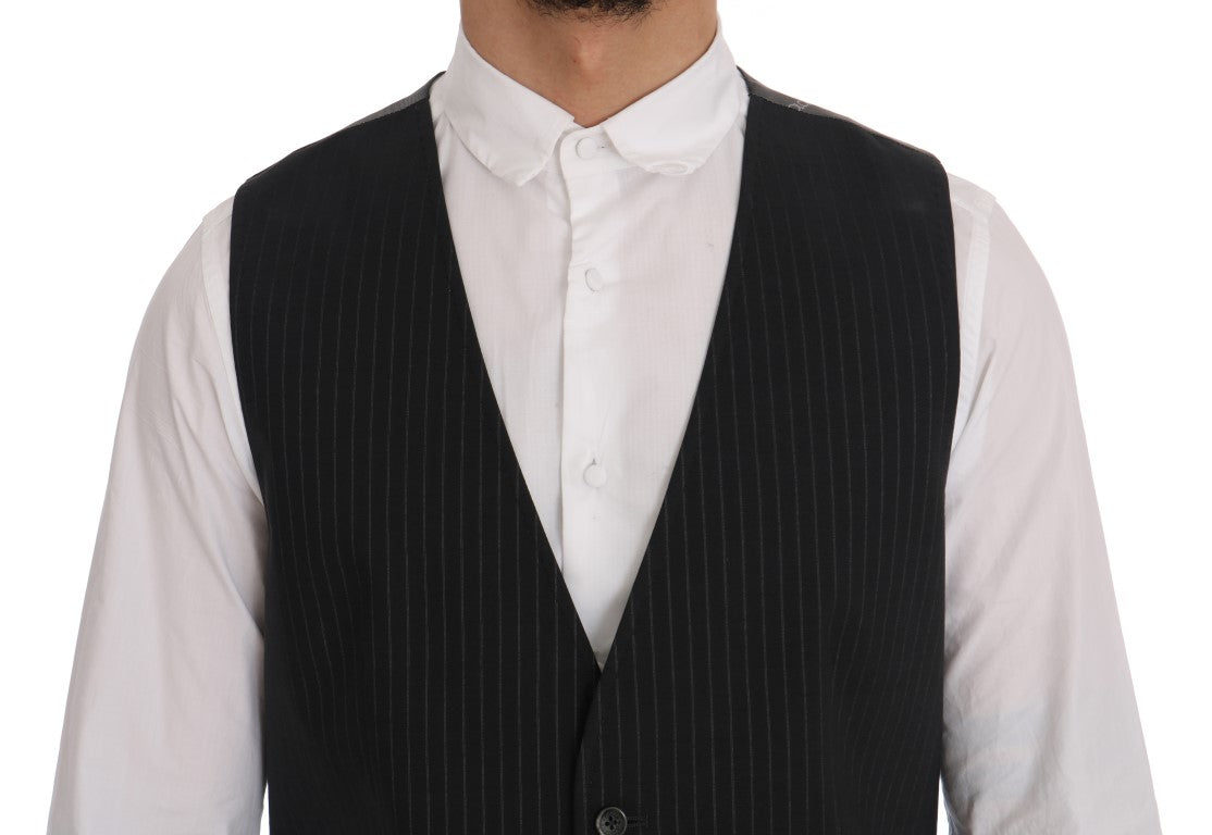 Dolce &amp; Gabbana Grey STAFF Cotton Striped Vest