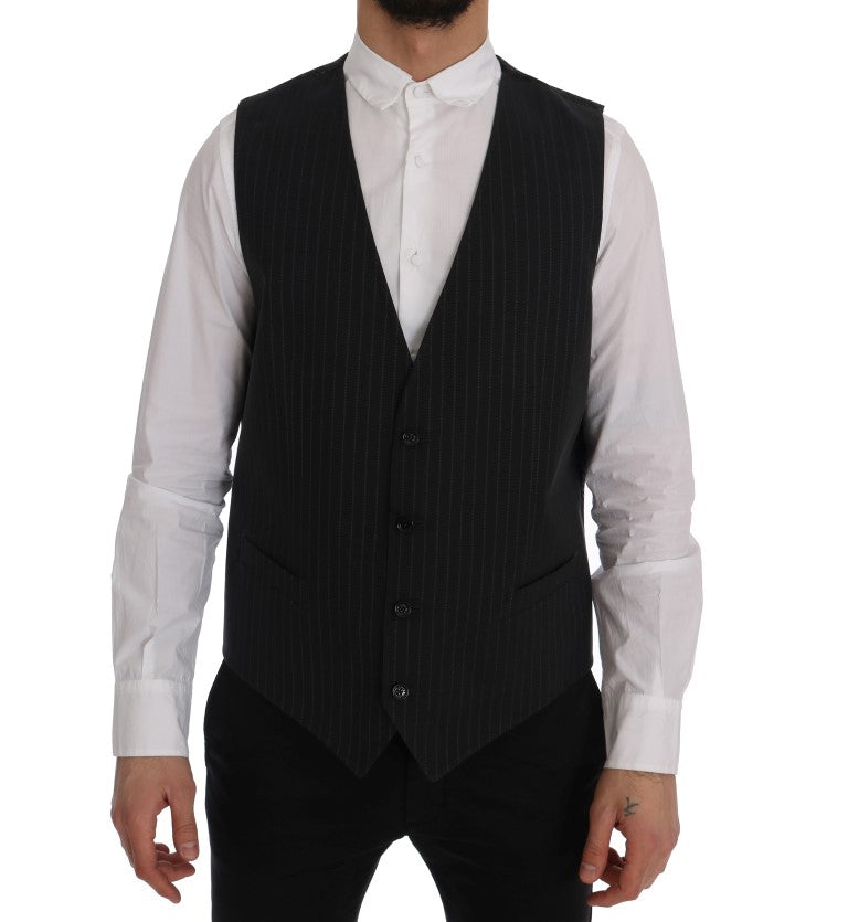 Dolce &amp; Gabbana Grey STAFF Cotton Striped Vest