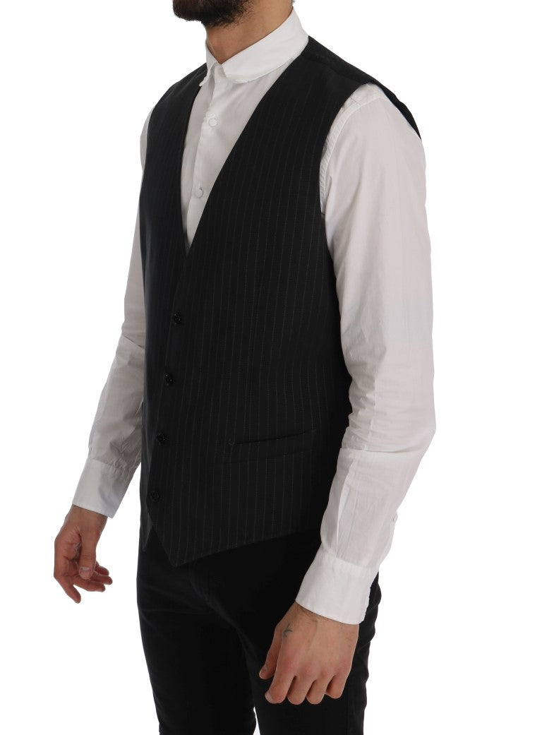 Dolce &amp; Gabbana Grey STAFF Cotton Striped Vest