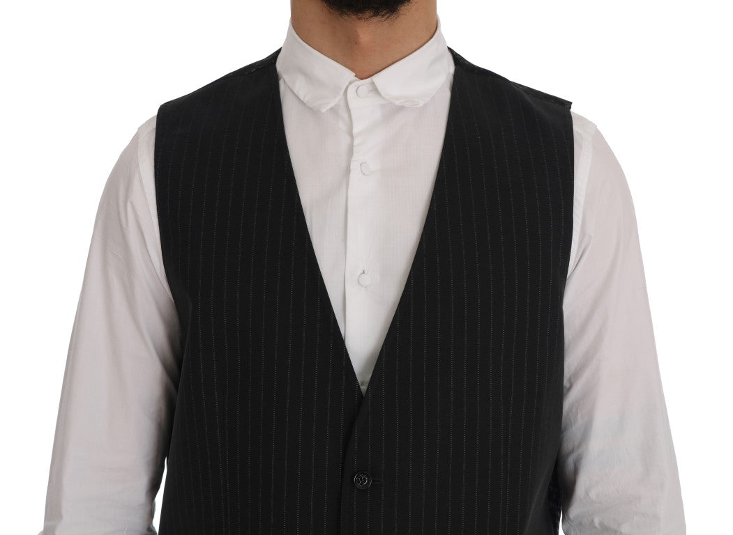 Dolce &amp; Gabbana Grey STAFF Cotton Striped Vest